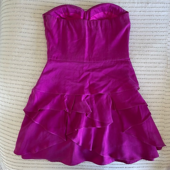 Twelfth St. By Cynthia Vincent 100% Silk ruffle dress, Size 6 - Picture 4 of 5